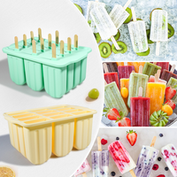 Moule à glace en silicone tendance à 12 cavités avec bâtonnets, sans BPA, portable, capacité de 60 ml, pour les collations d'été des enfants