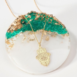 Offre Spéciale Hamsa <span class=keywords><strong>Arbre</strong></span> <span class=keywords><strong>de</strong></span> <span class=keywords><strong>Vie</strong></span> et <span class=keywords><strong>Lotus</strong></span> Pendentif <span class=keywords><strong>Collier</strong></span> Amulette Bijoux Ramadan Festival Cadeau pour Maman Musulmane - Product Image 5