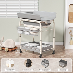 Nouveau design Station de bain <span class=keywords><strong>mobile</strong></span> pour bébé à hauteur réglable écologique avec panier de rangement pour les tout-petits - Product Image 3