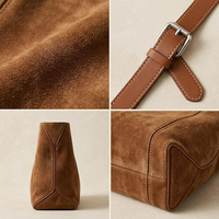 Sac Hobo Épaule Grand en Suède pour Femme avec Sangle Réglable pour Travail et Voyages