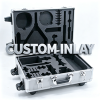 Valise trolley en aluminium argenté avec roulettes intégrées, poignée télescopique, serrure et mousse EVA découpée sur mesure, mallette à outils rigide à roulettes