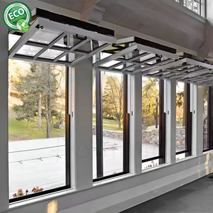 Foshan Hommie Aluminium Customize Kitchen Bi Fold <b>Window</b> Vertical Top Folding Glass Push Up Fold Up <b>Windows</b> - Product Image 1