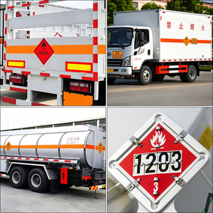 Panneaux de signalisation de danger en aluminium pour le transport logistique avec lumières LED clignotantes, panneaux d'avertissement de sécurité chimique personnalisés 350x350mm - Product Image 5