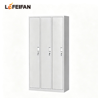 Armoire métallique à 3 portes, casier en acier, armoire de rangement pour chambre à coucher avec miroir/cintre/étagères réglables