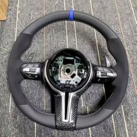 Volant en cuir et fibre de carbone personnalisé avec bande supérieure pour BMW F10 F30 - Vente flash