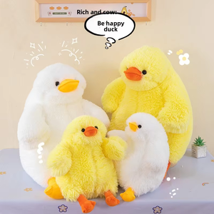 Peluche Canard Mignon Blanc, Jouet en Peluche Doux en Forme d'Animal de Dessin Animé, Rembourré en Coton PP, Cadeau Anti-Stress - Product Image 3