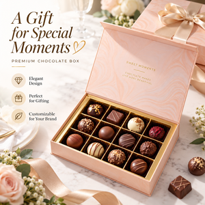 Caja de Regalo Magnética para Boda con Logotipo Personalizado OEM, Opciones de Cinta, Empaque Rígido Minimalista para Chocolates con Insertos - Product Image 2