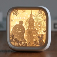 Boîte à ombres en papier découpé personnalisée avec matériau ABS/PET, forme carrée, lumière LED nocturne pour la décoration de la maison, cadeau de fête