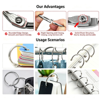 Mousqueton porte-clés en métal rond de 25 mm pour classeurs à feuilles mobiles - Accessoire de mode en alliage de zinc