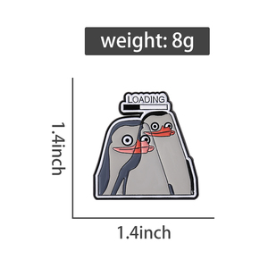 Pingouin chargement émail broche drôle dessin animé Animal broche mignon oiseau revers Badge cadeau pour enfants en gros - Product Image 6