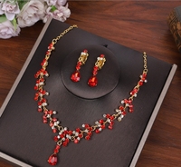Collier de mariée en zircon boucles d'oreilles ensemble de 3 pièces ensemble Simple eau diamant ensemble de mariage accessoires de robe