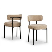 Chaise de salle à manger à pieds droits, coussin circulaire, dossier large, capacité 100 kg, 7 couleurs, chaise d'appoint pour cuisine et salon