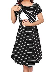 Vestido de Maternidad con Estampado de Gato Versátil para <span class=keywords><strong>Ofertas</strong></span> Express, Silueta en Línea A de Poliéster/Algodón Diseñado para la Lactancia - Product Image 2