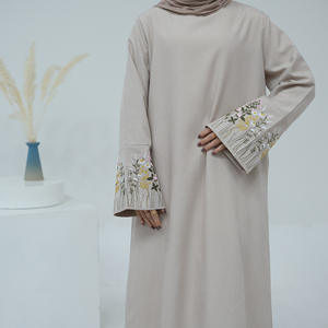 Abaya Elegante per Donne Musulmane <span class=keywords><strong>Serie</strong></span> Ricamo Floreale Medio Oriente Dubai in Poliestere Traspirante Manica Lunga Casual - Product Image 5