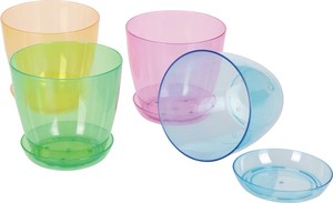 Haixin Pots de fleurs en plastique PS à prix réduit Jardinières Pots de fleurs transparents Petits pots de fleurs avec base - Product Image 2