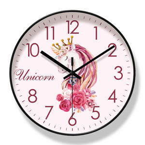 Linda infantil arco-íris cavalo relógio de parede simples plástico sala de parede relógio infantil silencioso varredura segundos quartzo relógio - Product Image 3