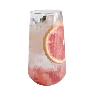 <span class=keywords><strong>Tasse</strong></span> en verre borosilicaté de <span class=keywords><strong>grande</strong></span> capacité rayée d'été <span class=keywords><strong>Tasse</strong></span> à jus transparente monocouche <span class=keywords><strong>pour</strong></span> le <span class=keywords><strong>petit</strong></span> déjeuner et les boissons froides - Product Image 5