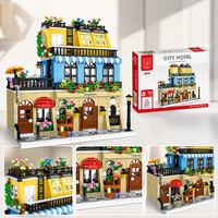 Ensemble de blocs de construction Hôtel Urbain, Modèles de Cafés et Scènes de Rue pour Magasins de Jouets, Boutiques d'Hobbies, Vendeurs en Ligne OEM Mondiaux