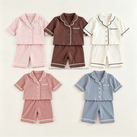 Ensemble de vêtements d'été pour bébés filles, haut et pantalon, 95% coton, uni, personnalisable en usine, pour tout-petits