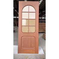 Puerta Francesa de Vidrio de Lujo para Interiores con Marco de Madera Sólida Tallada, Estilo Europeo Clásico, Resistente al Agua y a la Humedad
