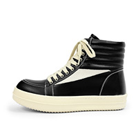 Chaussure homme de haute qualité, baskets montantes femme, automne, maille noire, lacets, designer de luxe, Owens, cuir, semelle épaisse, décontractée, plate