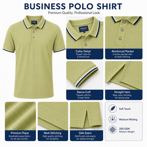 Custom Logo 100% Polyester Premium Pique Business Polo Shirt Unisex Tipping Collar Moisture Wicking Wholesale 23 Colors Avocado - Product Image 4