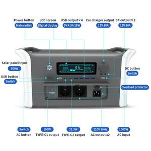 Estaciones de Energía Portátiles de Alta Capacidad para Campismo y Emergencias al Aire Libre, Estación Solar de 1000W, Generadores de 2000W, Estación de Energía Portátil AP1000 - Product Image 2
