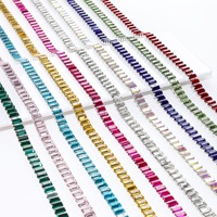Bande de strass en cristal de verre dense rectangulaire colorée DIY, accessoire de couture pour vêtements et chaussures, taille personnalisée