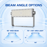 Projecteur LED étanche IP67, boîtier en aluminium robuste, lentille en PC, support en U réglable, éclairage extérieur large plage de températures
