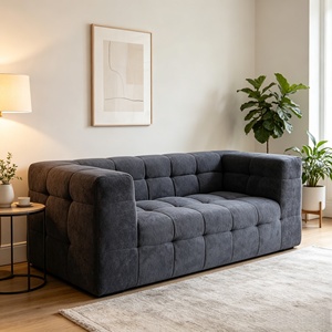 Divano Comprimibile Sottovuoto con Tessuto in Shearling, Design Minimalista, Arredamento Compatto per Soggiorno in Spazi Ridotti - Product Image 1
