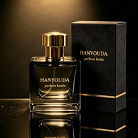 Flacon de parfum en verre transparent noir fumé carré 30ml 50ml 100ml, bouchon en métal doré, flacon de parfum vide de luxe, logo personnalisé