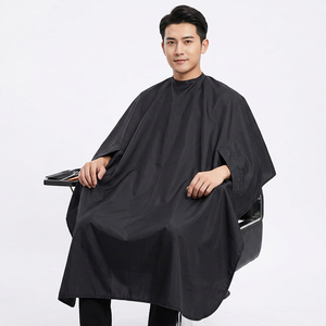Cape de barbier professionnelle noire à manches, imperméable, pour salon de coiffure, coupe de cheveux, toile de coiffure, cape de coiffage - Product Image 1