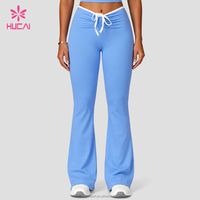 Leggings de Yoga Hucai Personalizados, Elásticos en 4 Direcciones, Transpirables, con Cordón Ajustable, Cintura en V, Corte Acampanado, para Gimnasio, Pilates, Pantalones de Yoga Acampanados para Mujer