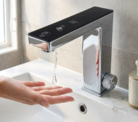 Robinet intelligent de salle de bain haut de gamme carré à trou unique, à capteur tactile 2-en-1 avec affichage numérique LED, idéal pour hôtels, maisons et chambres – Meilleures ventes