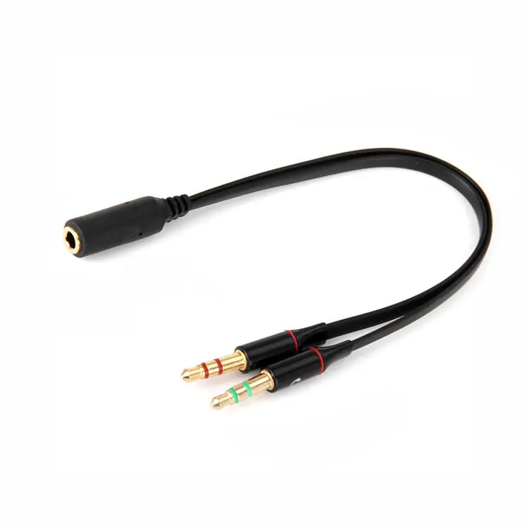 3.5mm one female to two male audio cable single hole computer headset headphone adapter 3.5mm female to double 3.5mm splitter