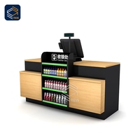 Comptoir de caisse de supermarché au détail caissier en bois bureau Double Station présentoirs de marchandises bord incurvé