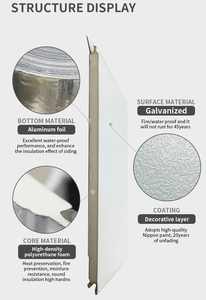 Revêtement mural extérieur <span class=keywords><strong>isolant</strong></span> thermiquement en panneau <span class=keywords><strong>rigide</strong></span> en PU gravé sur métal, ignifuge B1, pour villas et hôtels. - Product Image 3