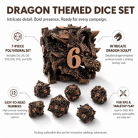 Ensemble de dés DND en cuivre antique, tête de dragon, métal, faits à la main, écologiques, 7 pièces, dés polyédriques à pointes pour Dungeons & Dragons RPG