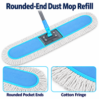 Tête de balai serpillère Oxford en coton lavable en machine, recharge robuste pour balayage de sols commerciaux, gymnases et parquets