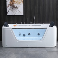 Baignoire Balnéo Jacuzzi avec Protection Anti-Fuite, Lumière LED Couleurs, Jets et Cascade Massage