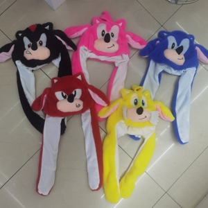 Sombrero peludo con orejas en movimiento <span class=keywords><strong>Sonic</strong></span> airbag niños dibujos animados divertido sombrero con orejas brillantes - Product Image 2