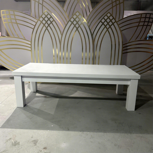 Table rectangulaire en acrylique blanc lisse, vente chaude, pour enfants, mariage, salle de banquet, fête d'anniversaire, décoration de table - Product Image 1