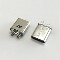 Connecteur femelle USB 3.1 Type C 14 broches en forme de harpon Montage vertical DIP à quatre pattes Connecteur USB de longueur 10mm