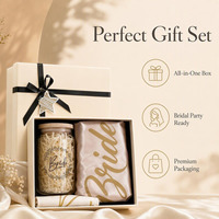 Coffret Cadeau Mariée en Gros, Ensemble Cadeau Douche Nuptiale, Robe en Satin, Tasse en Verre, Bracelet, Trousse de Maquillage, Cadeau de Mariage avec Logo Personnalisé OEM