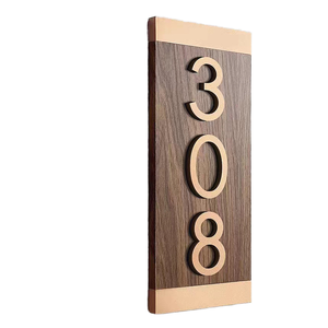 <span class=keywords><strong>Plaque</strong></span> <span class=keywords><strong>de</strong></span> numéro <span class=keywords><strong>de</strong></span> <span class=keywords><strong>maison</strong></span> en bois moderne Sikatu, adhésive, pour villa, appartement, hôtel, entrepôt - Résistante à l'eau - Product Image 1
