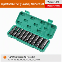 Clé à douille électrique à six pans creux allongée de 8 à 24 mm, finition chromée, ensemble de 10 pièces pour pistolet à air, personnalisable OEM