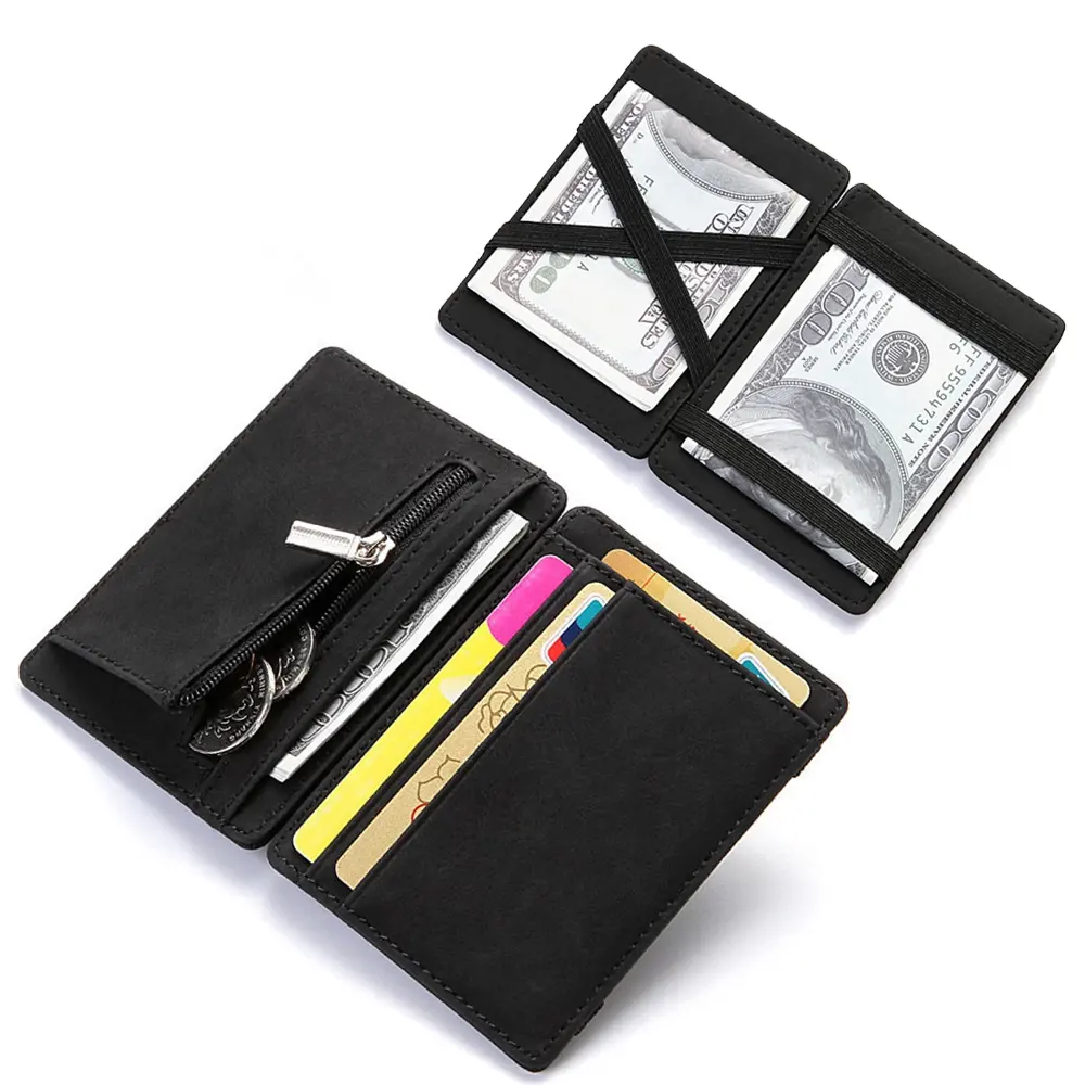 Ultra Thin Mini Wallet Men Women Business PU Leather Magic Small Coin Purse Credit Card Holder