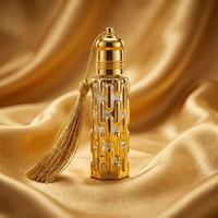 Frasco de Perfume Pequeño de 10ml, de Vidrio Dorado Cilíndrico con Rejilla, Bola Rodante, Atomizador, Recargable, Muestra de Aceite de Perfume, Lujoso