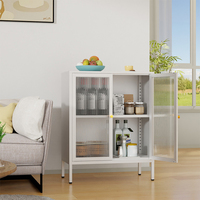 Étagère en acier de hauteur moyenne classeur porte en verre casier pliable peu encombrant pour bureau maison salon affichage bureau