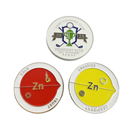 Marqueur de balle de golf personnalisé en alliage de zinc et fer avec placage nickel brillant, clip pour chapeau, base de 35 mm, hauteur de 24 mm, 42 g